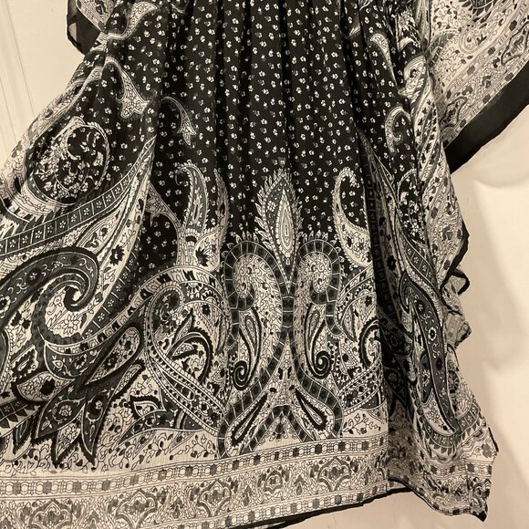 Speed Control New York 1970's Inspired Black Gray Paisley Boho Kaftan Dress - Picture 4 of 7